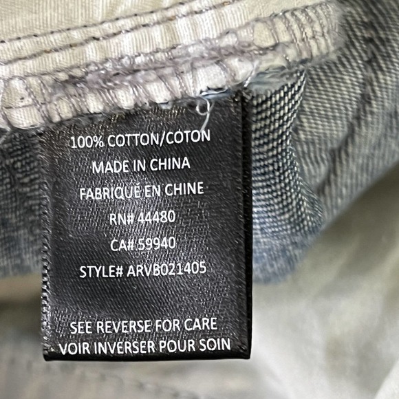 AFRM Revolve Boyfriend Destroyed High Rise Button Fly Blue Ripped Jeans Size 26 - Picture 10 of 11